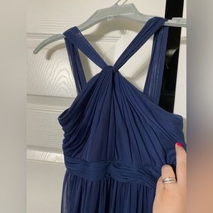Navy blue junior bridesmaid dress from David’s Bridal.